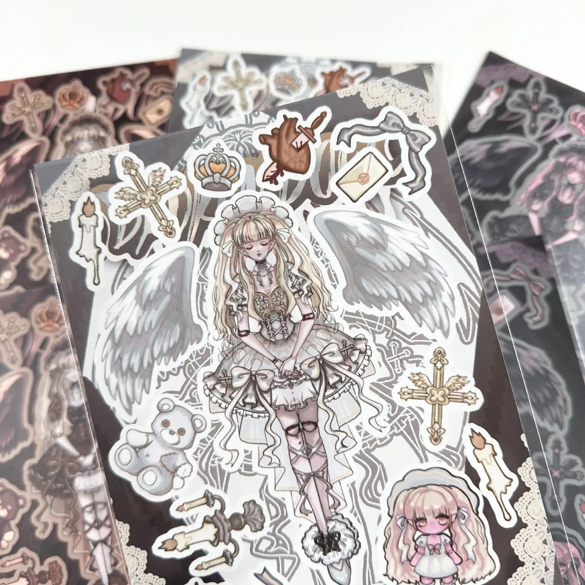 Dark Style Angel Doll Character Stickers