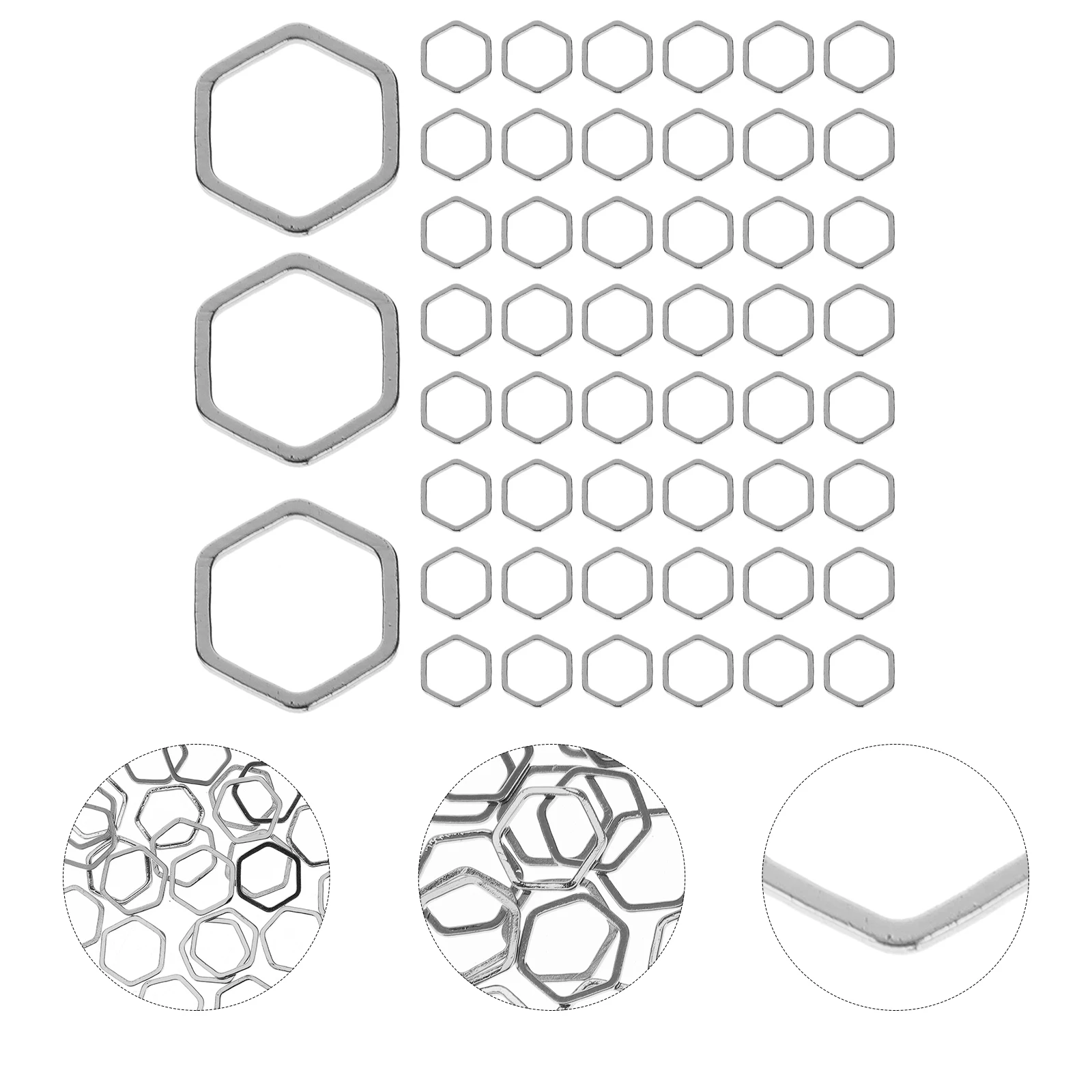 

50 Pcs Women Hexagonal Earring Pendant Making Supplies Hollow Frame Charms Connector