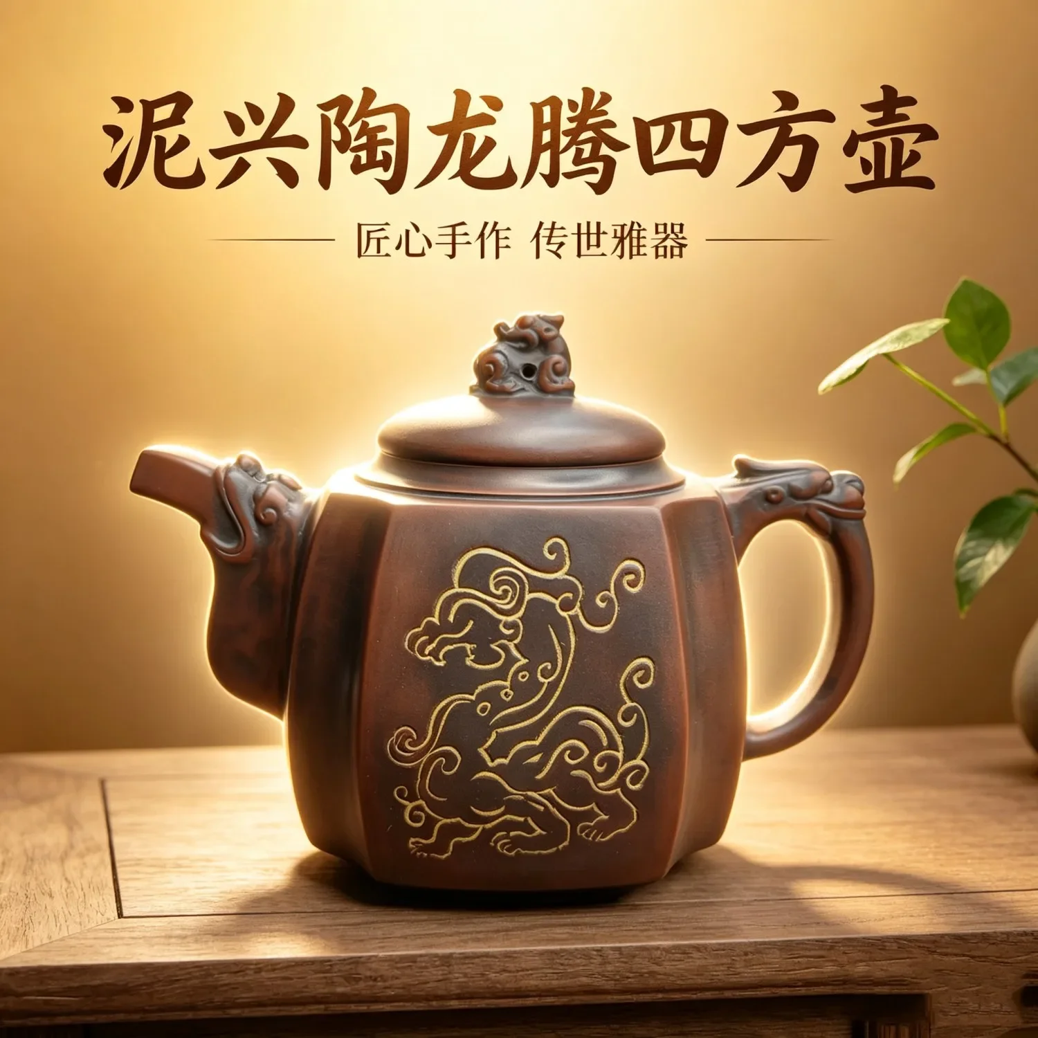Qinzhou Nixing pottery teapot famous hand pat Longteng square pot raw ore household kung fu large-capacity brewing teapot
