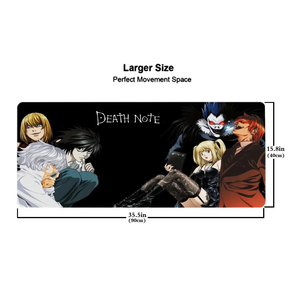 DEATH NOTE Mouse Pad Tablet mouse Pad Laptop xl desktop mouse pad, cute HD Rainbow Gaming keyboard pad, csgo Player, 90x40
