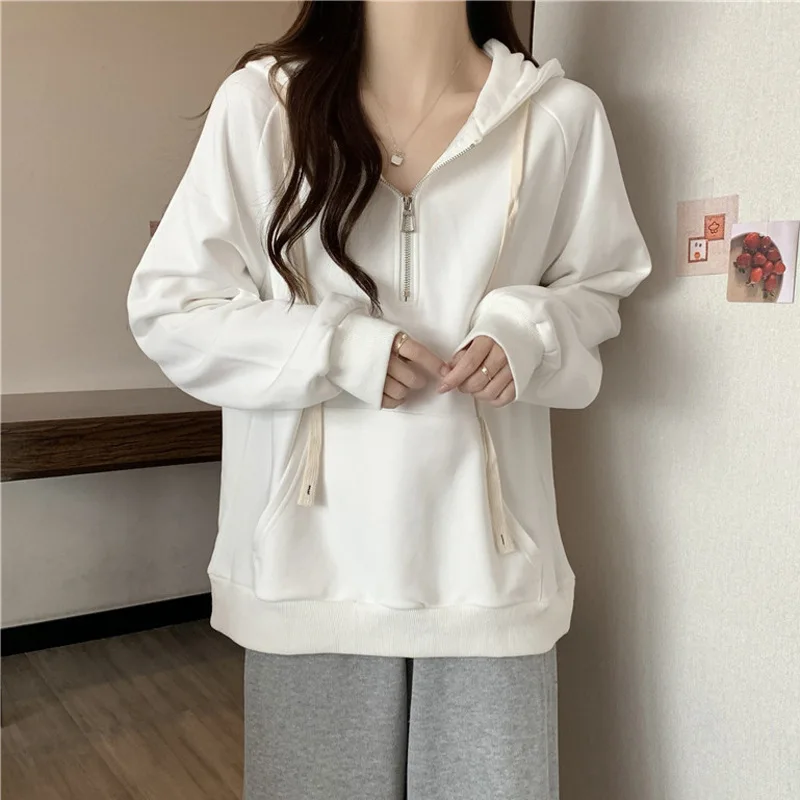 Hooded Fur Hoodies Y2K Woman Color-Block Spliced Gentle Cerulean Young Ruffled Fiber Medium Contrasting Terry Padded Grunge