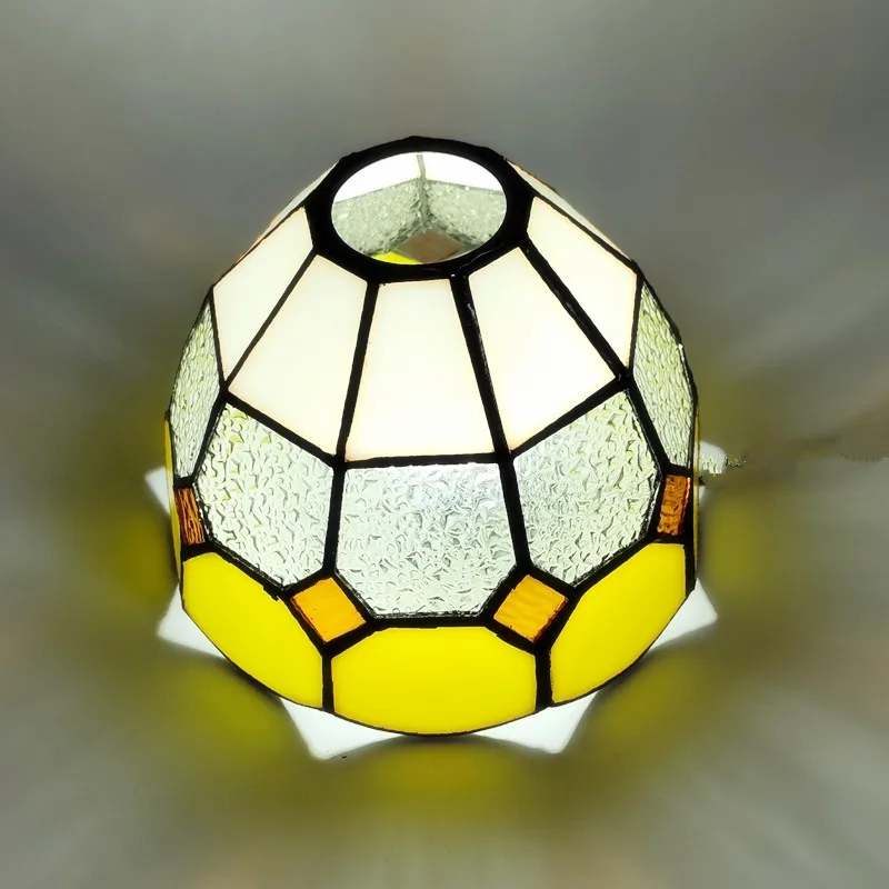 16cm Yellow Checkered Stained Glass Lampshade for Pendant Lights, Wall Lights, Ceiling Fans, Replacing Lampshades