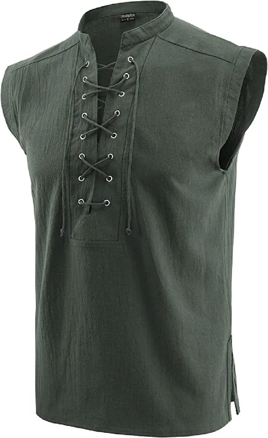 Sleeveless Tank Top Men Men'S Medieval Clothing Sleeveless Tie Stand C Ollar Shirt Vest Gothic Fashion Playeras Para Hombres