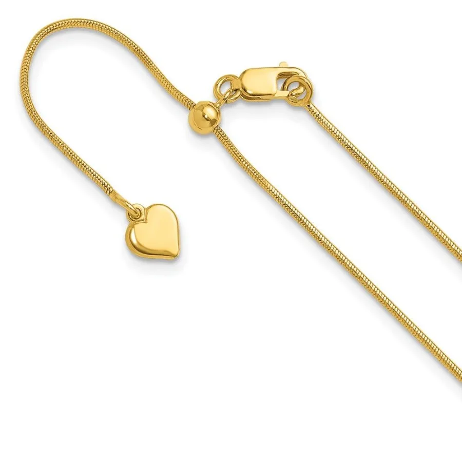 

Sterling Silver Goldplated Adjustable.95mm Snake Chain