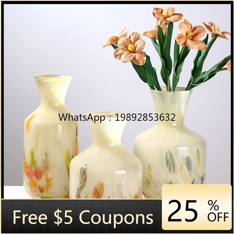 

L3-18 high-grade colored glass creative glass vase living room coffee table home flower arrangement decoration