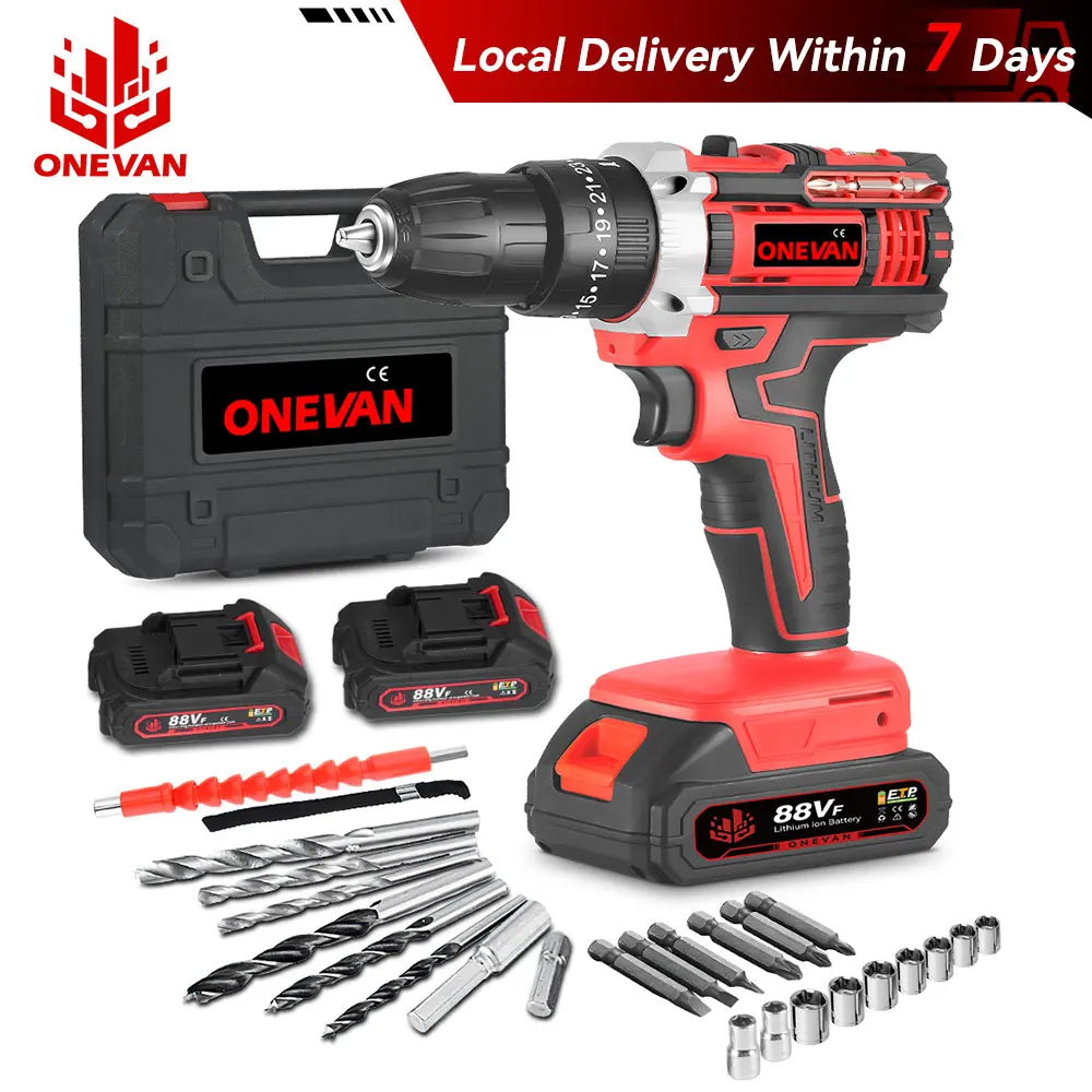 ONEVAN 500W Trapano Elettrico A Batteria 38N.M Coppia Set di Utensili per Trapano Elettrico per Costruzione, Carpenteria e Casa Fai Da Te Per Makita Batteria Spille