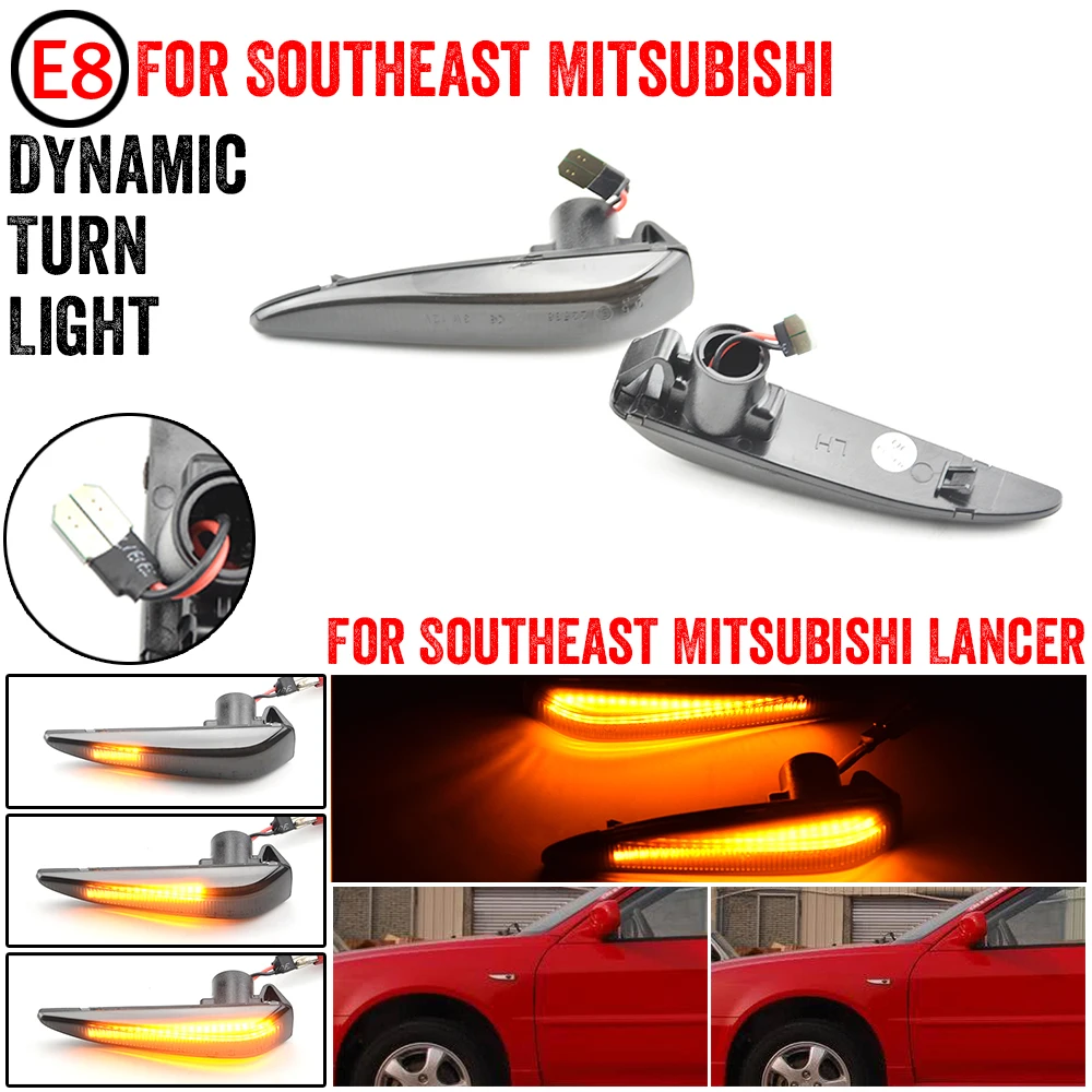 2pcs LED Normal Flashing/Dynamic Side Marker Lights Turn Signal Blinker Lamps No Error For Southeast Mitsubishi Lancer