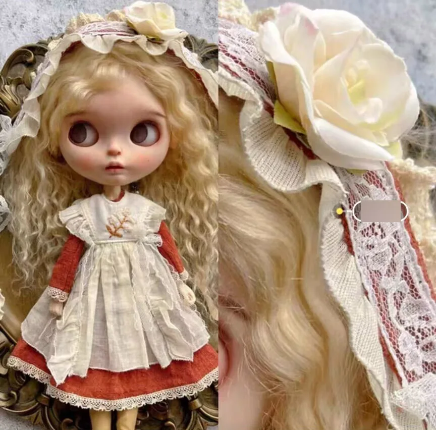 빈티지 레트로 브라이스 자수 프랑스 머리띠, 원피스 조끼 원피스, 양말 1 6 30cm, Azone, Pullip,Ob22, 24/26, Licca에 적합, 4 개