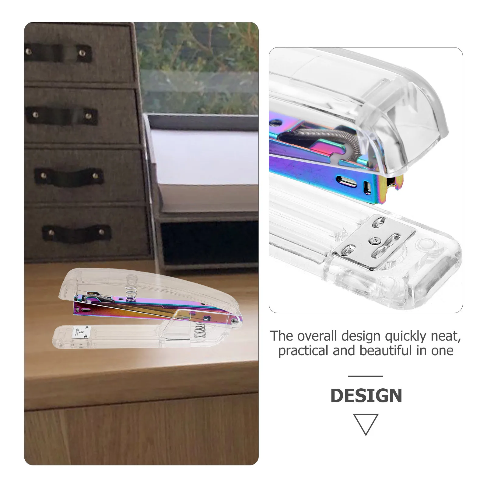 

Plastic Transparent Stapler Clear Handheld Stapler for Office Home School Practical Compact Staplers for Desk Students
