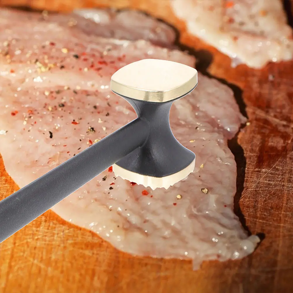 2Pcs Dual Sided Meat Tenderizer Mallet Smooth Textured Knobs Kitchen Tool Easy Clean Enhance Steak Pork Chicken Lamb Flavor