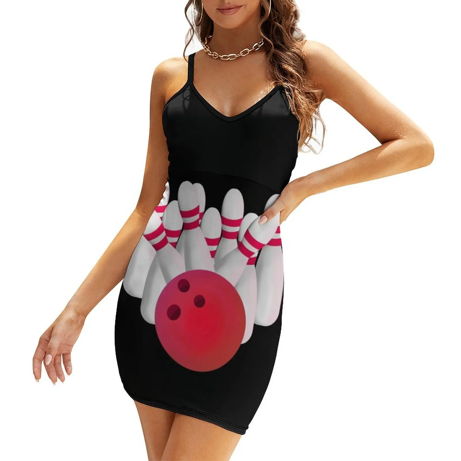 

Red Bowling Ball Strike Sling Dress summer dress korean women sexy dress dresses women summer 2025