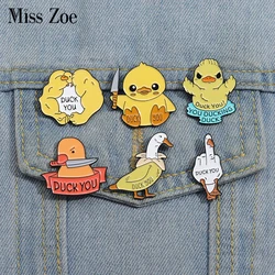 Cute Animals Enamel Pins Custom Duck Goose Chicken Brooches Lapel Badges Cartoon Animal Jewelry Gift for Kids Friends