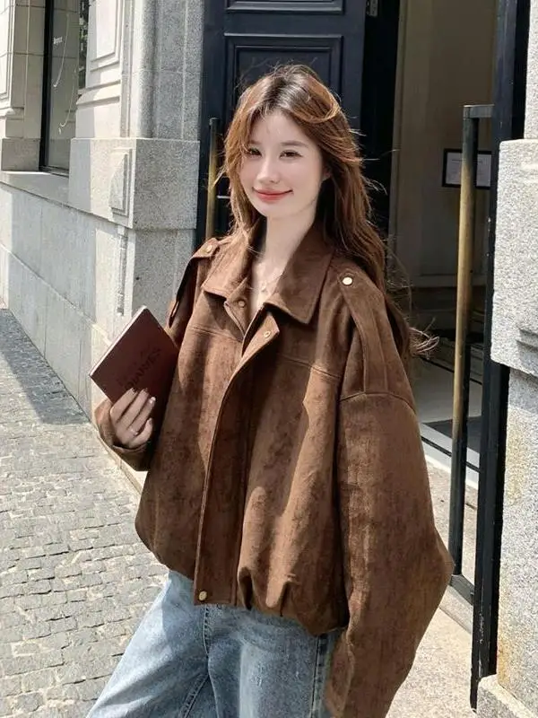 plus Size 300 Pou  Collar ort Jaet Women Casual Loose Faionable Spring Outerwear Korean Sle Polyester Fiber