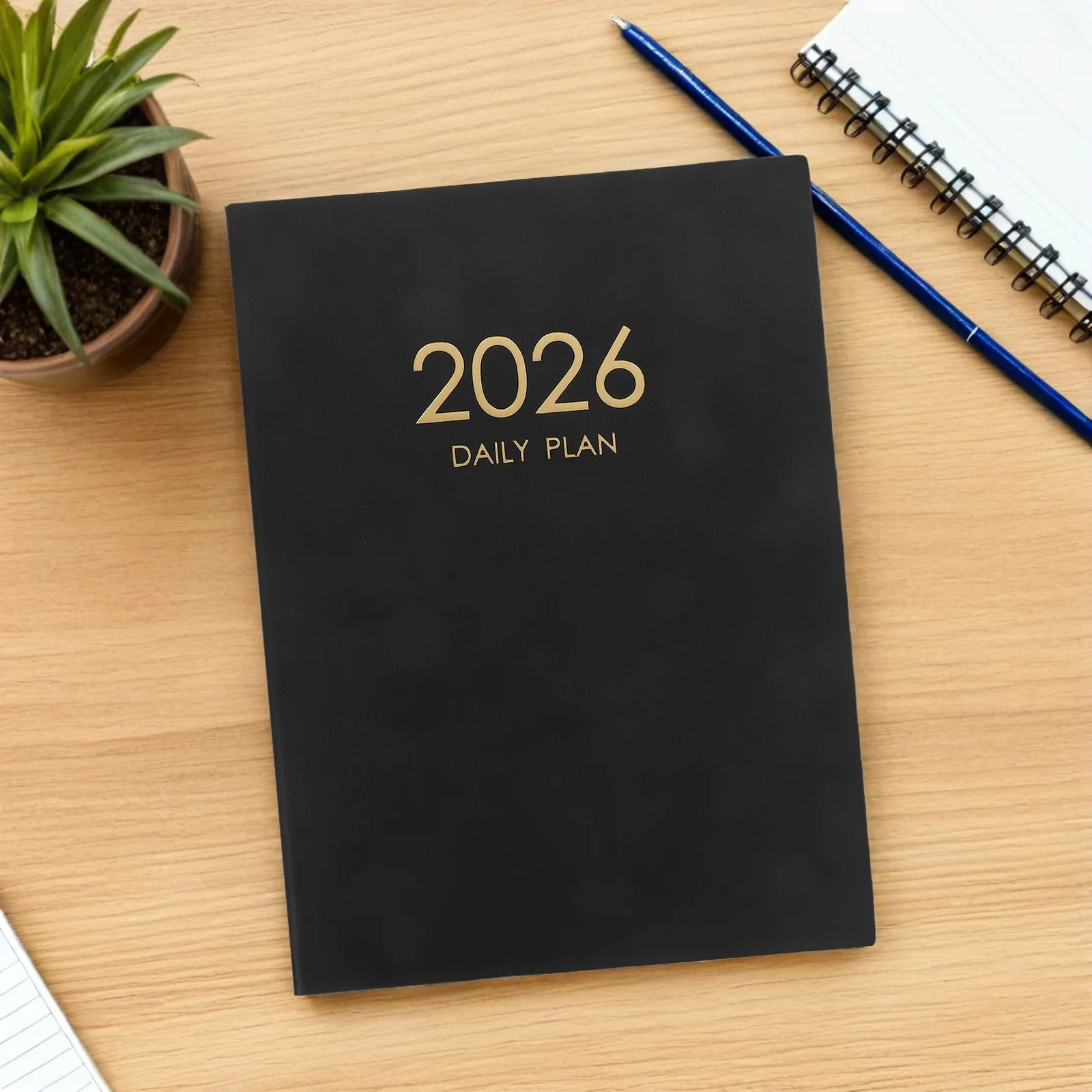 تقويم مخطط 2026 مقاس A4 11.2 × 8.2 غطاء PU تخطيط إنجليزي كتاب جدول أعمال التخطيط اليومي الشامل #2