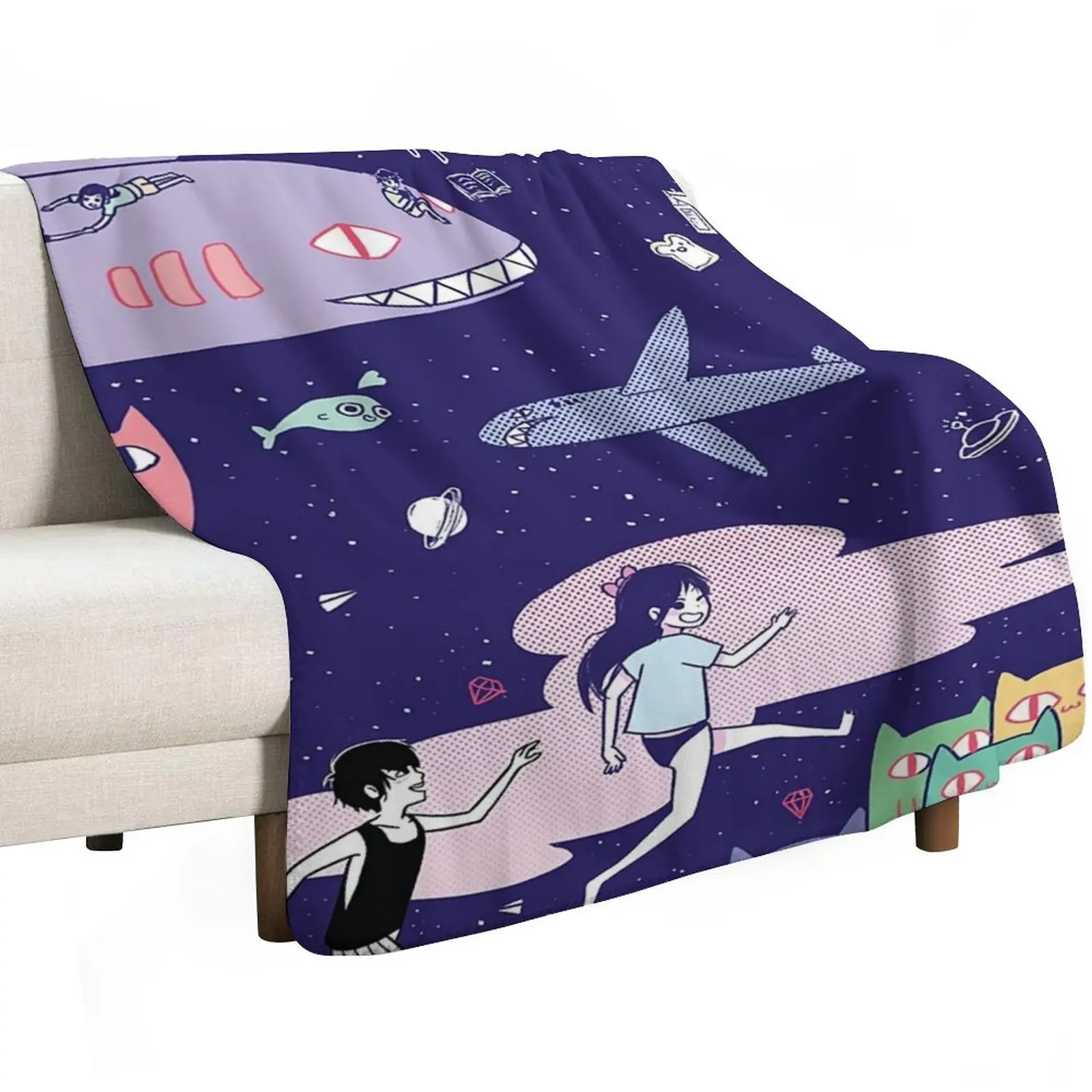 Omori Omocats Throw Blanket anime Bed Fashionable Thins Retros Sleeping Bag Vintage Blankets