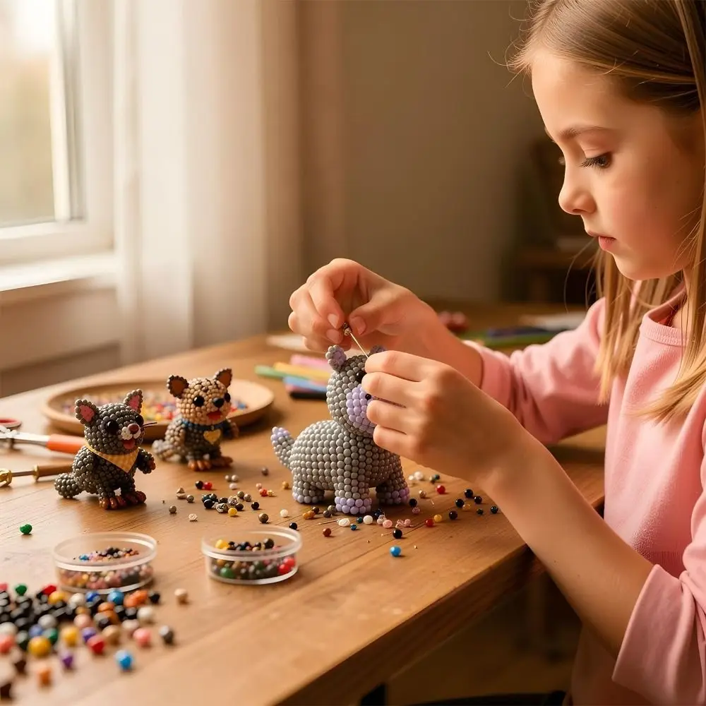 Plastic Beads 3D Beaded Animal DIY Kit Animal Shape Creative Bead Craft Set Beginner Friendly DIY Handmade Craft Kit