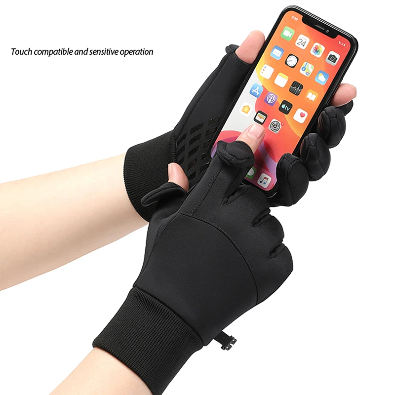 1Pair Winter Warm Touch Screen Gloves Outdoor Windproof Waterproof Cold-proof Gloves Men Driving Cycling Fishing Ski Gloves