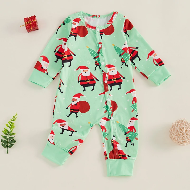 Baby Girls Boys Rompers Christmas Clothes Santa Print Long Sleeve Toddler Fall Bodysuits Children\'s Clothing