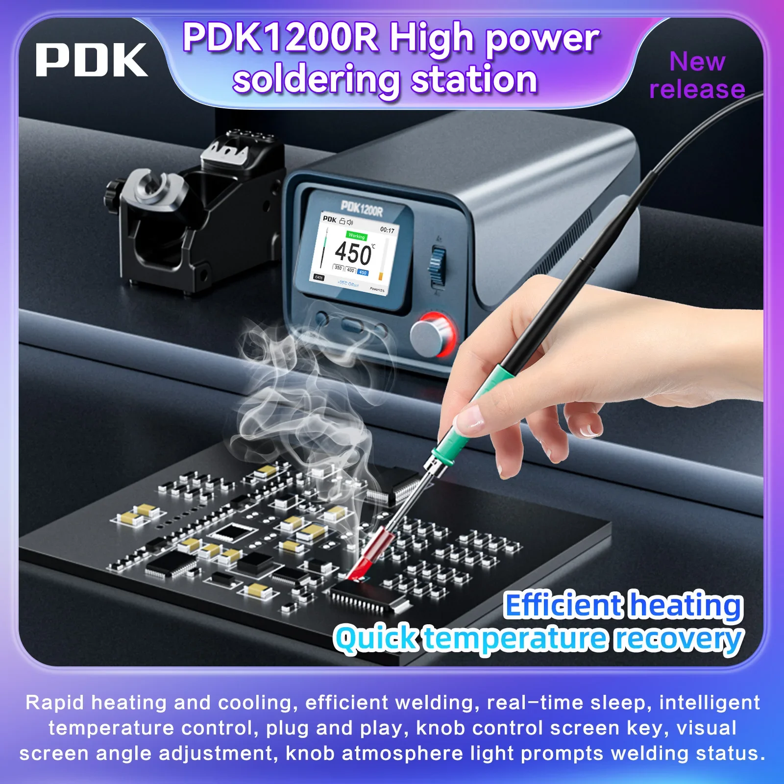 PDK 1200R 400W Fast Heating Intelligent Temperature Control C470 Soldering Station with T470 Handle for BGA Soldering Repair