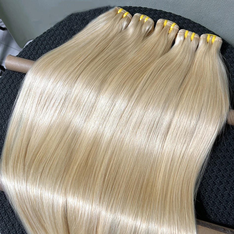 # 613 الملونة حزم من شعر طبيعي مفرود شقراء 1/2/3/4 قطعة لحمة مزدوجة 100% الفيتنامية الخام شعر بشري لعذراء نسج ملحقات