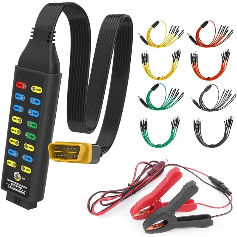 

OBDII Protocol Detector For Professional Automotive Diagnostics For Monitoring Communication Grounds OBD Breakout Box