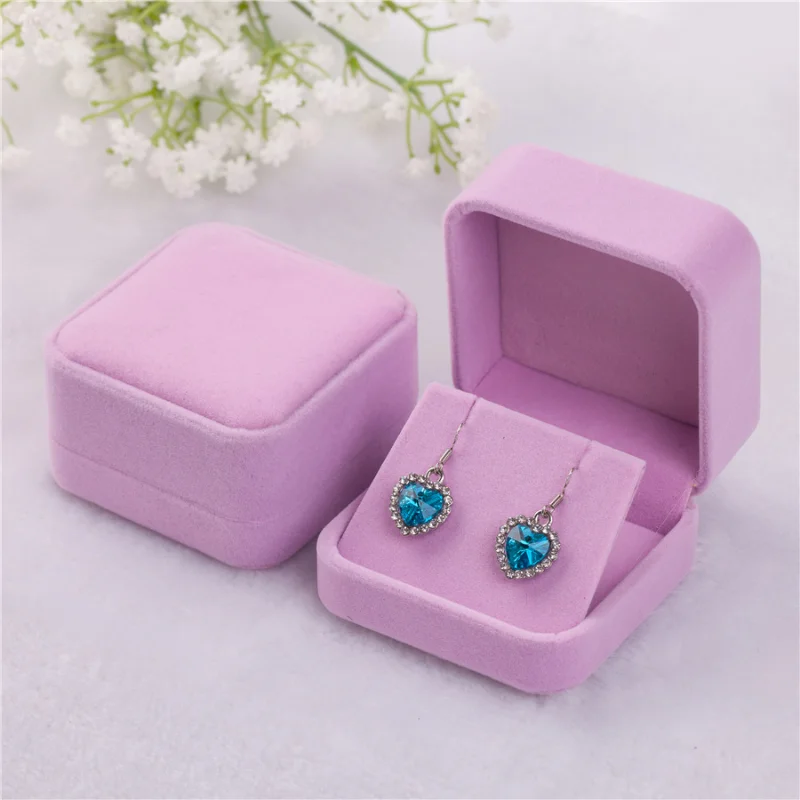 6 Colors Flannelette Jewellery Box Wholesale Earrings Box Multi-Coloured Blue Earring Boxes Earring Organizer Jewelry Gift Box