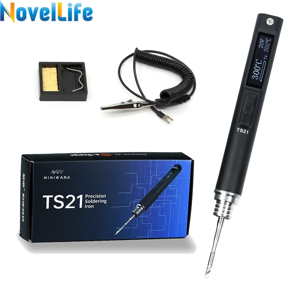 Miniware TS21 سبيكة لحام كهربائي قابل للتعديل درجة الحرارة USB المحمولة الدقة محطة لحام رقمية 100 واط ماكس C210 KU تلميح
