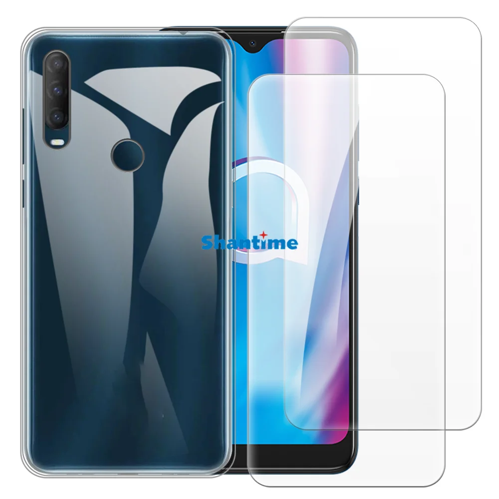 Soft Case + 2 Pack Tempered Glass Screen Protectors for SFR Altice S43 Full-Body Protection