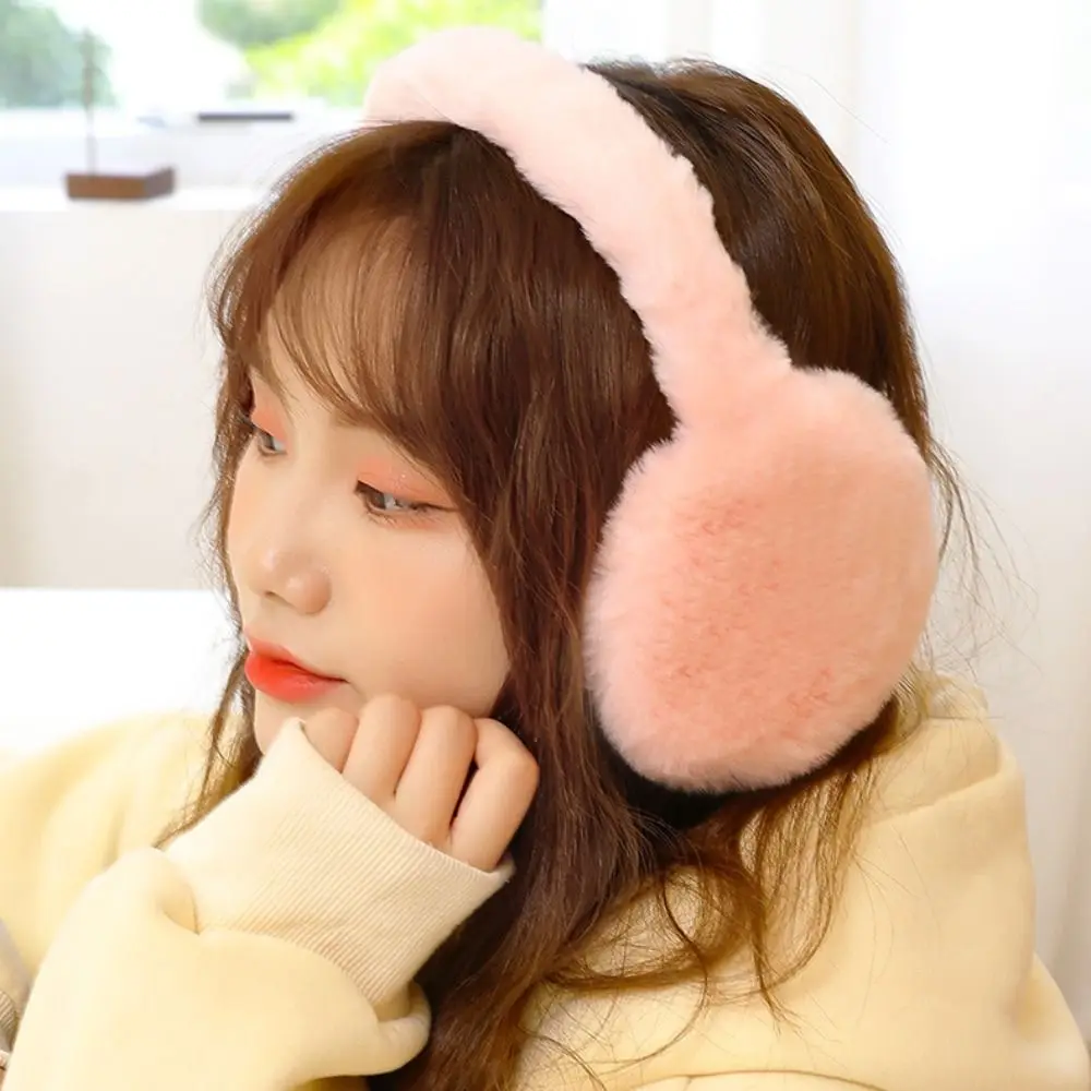 Solid Color Plush Ear Warmer Outdoor Cold Protection Soft Winter Warm Earmuffs Ear Cover Ear-Muffs Folding Earflap Women