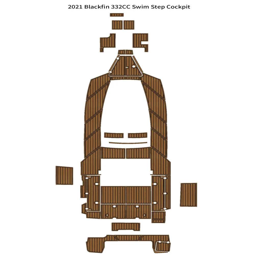 

2021 Blackfin 332CC Swim Step Cockpit Pad Boat EVA Foam Faux Teak Deck Floor Mat