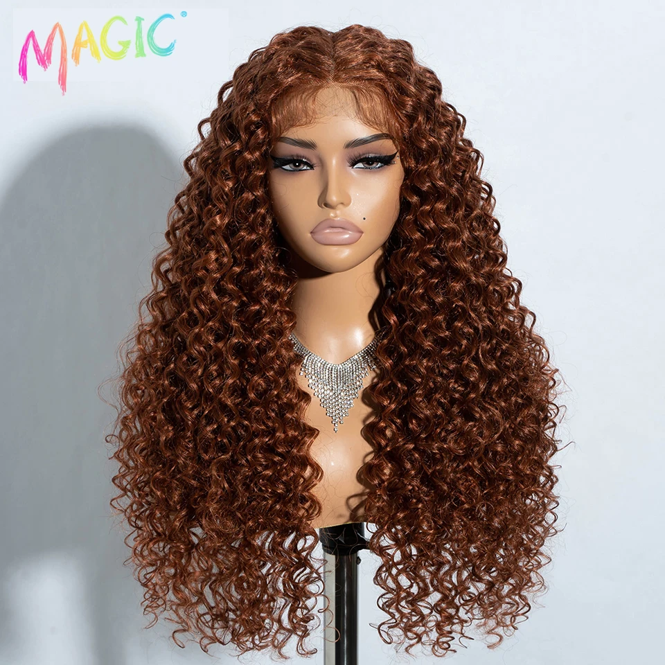 Magic Synthetic Lace Front Wig Baby Hair Red Wig Long Curly Wig 30 Inch Ombre Blonde Ginger Lace Wigs For Black Women Wigs