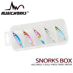 MAGIC WORKS Without Hook Metal Jig Lure Box Perch Bait 5g 8g 12g 18g 30g 5PCS/Box Sea Jigs Artificial Bait Fishing Set Fake Fish