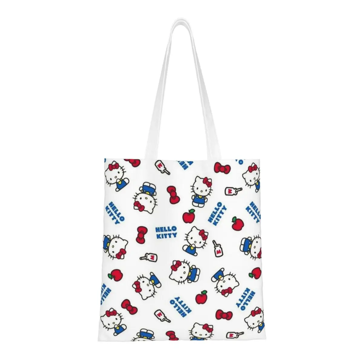 

Hello Kitty Tote Bags Women Handbag Foldable College Cute Cartoon Shoulder Bag Reusable Grocery Bag