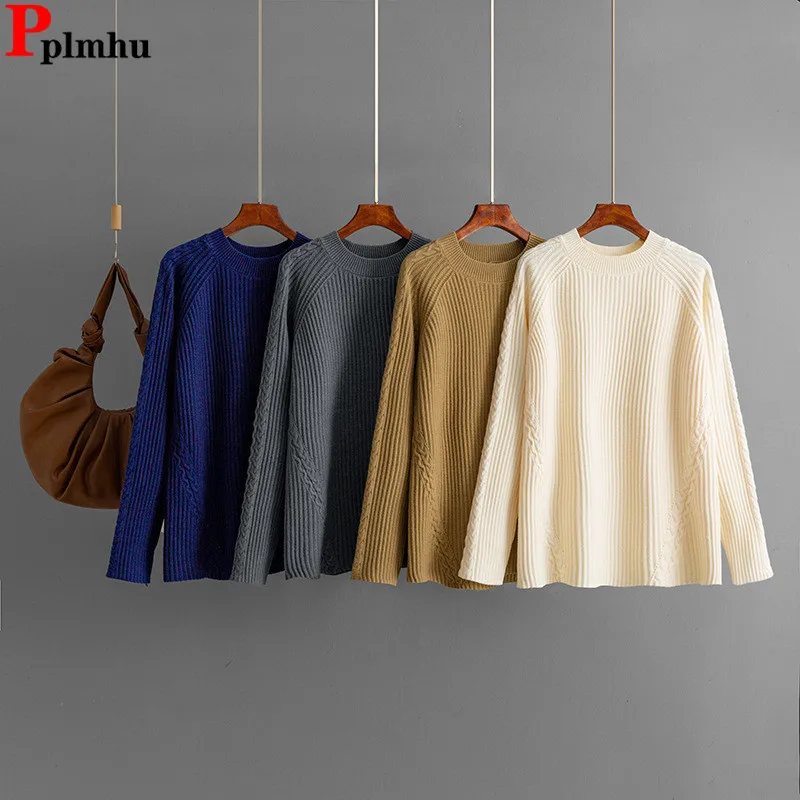 

Fall Winter Solid Sweater Tops Women Casual O-neck Knitted Soft Pullover Blusas Korean Fashion Long Sleeve Knitwears Sueter New