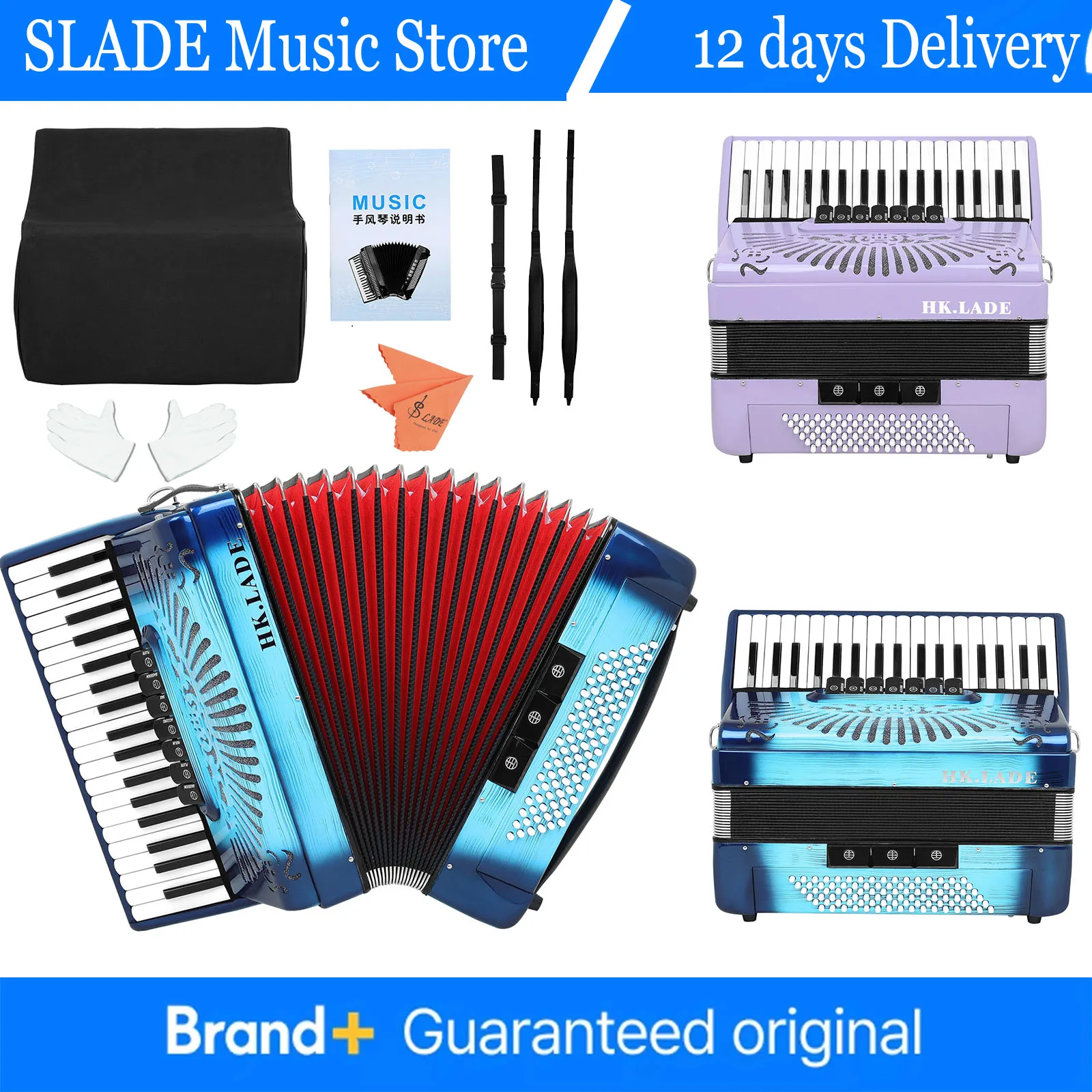 

HK·LADE 37-клавишный 96-бас-аккордеон, высококачественный аккордеон, музыкальное пианино, клавиатура, ритм-тренировка, универсальный клавиатурный инструмент