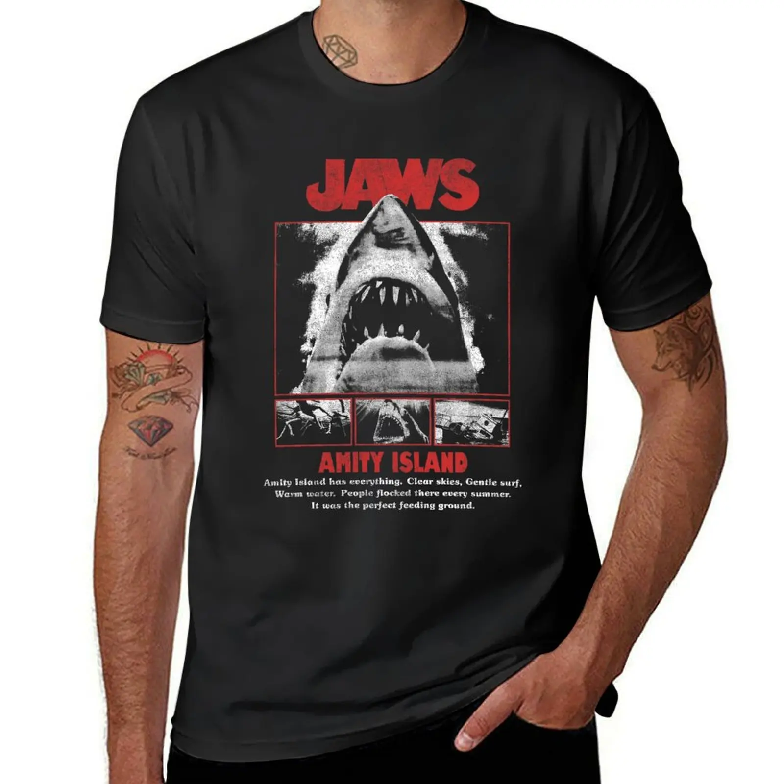 Jaws Photo Negative Panel Portraits T-Shirt quick drying sublime boys whites quick-drying funny t shirts for men