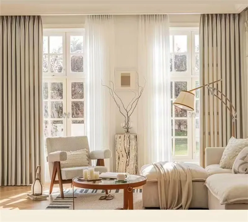 310 cm Höhe 75–90 % Verdunkelungsvorhänge für Wohnzimmer, einfarbig, passender Klang, reduziert Beige, Schlafzimmervorhänge nach Maß – Detail 25