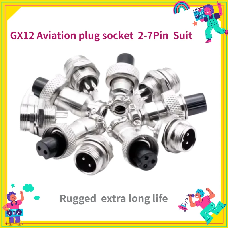 2Set GX12 Aviation Plug Socket 2/3/4/5/6-core Male and Female One Set of RS765 Opening 12MM Connector