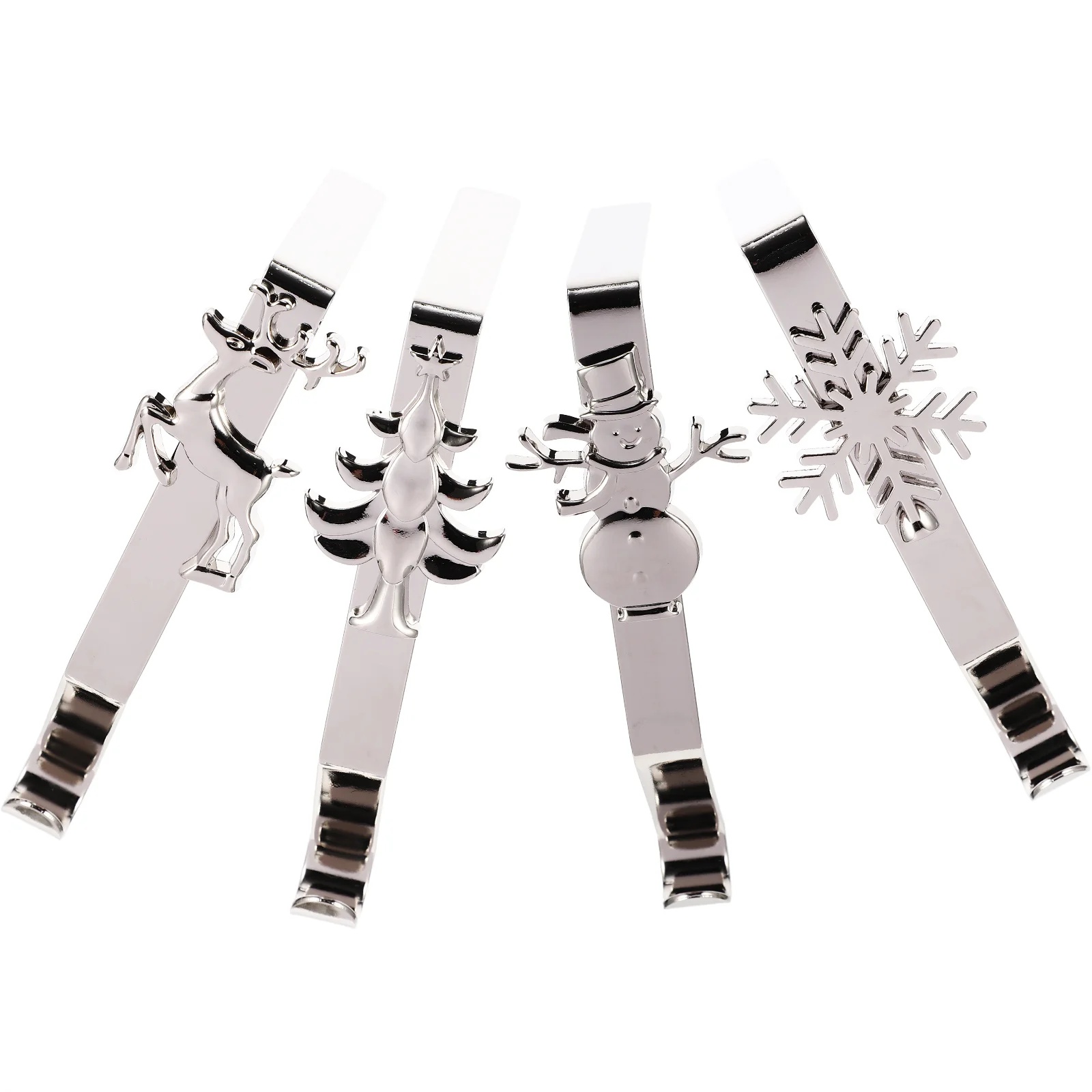 

4 Pcs Decor Christmas Hook Set Fireplace Hanger Socks Silver Xmas Stocking Iron Mantel