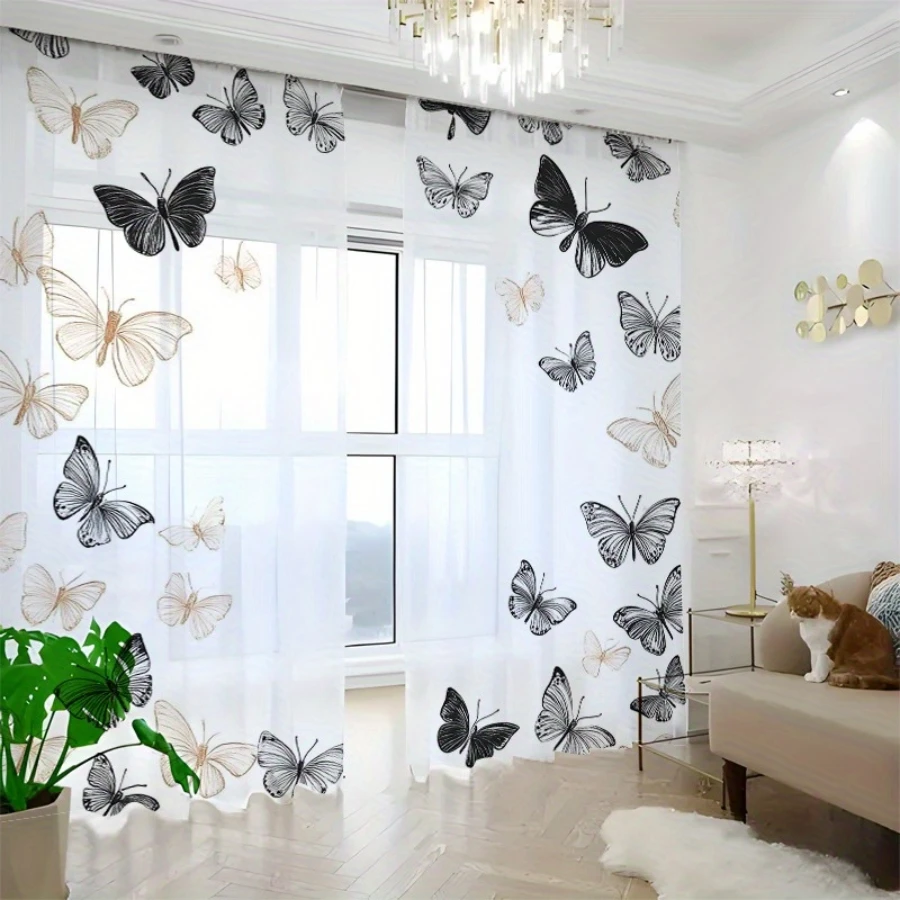 2PCS Digital Printing Sheer Curtain, Superhero Comic Book City Pattern, Action Packed Boys Bedroom Playroom Kids Fun Decor