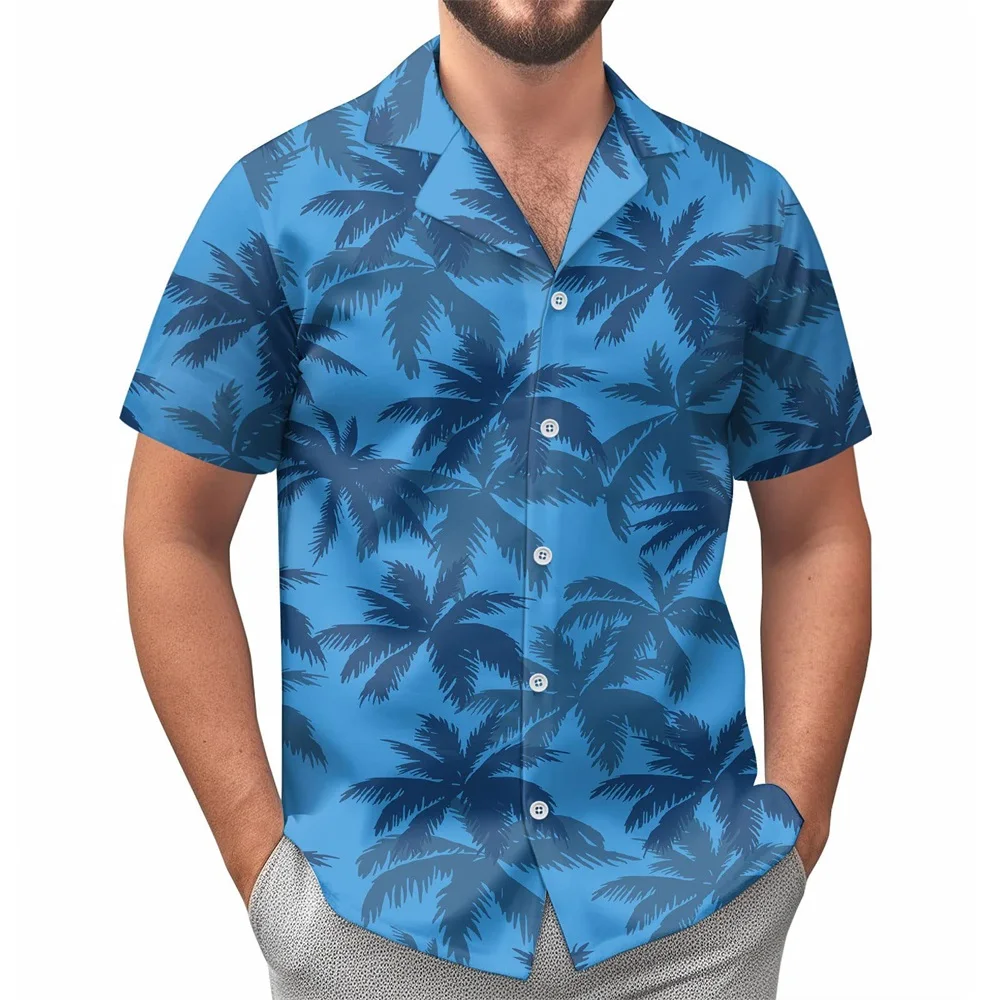 قميص مطبوع ثلاثي الأبعاد عصري وكاجوال للرجال، قميص صيفي بأكمام قصيرة وأزرار علوية، ملابس عطلة هاواي، ملابس الشارع