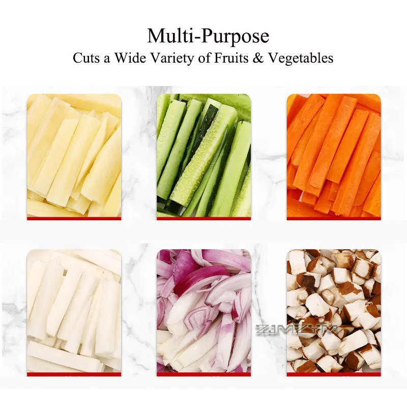 Manual French Fry Cutter Stainless Steel Vegetable Chopper Dicer with 10/12/14mm Grid Blades for Home Commercial Use