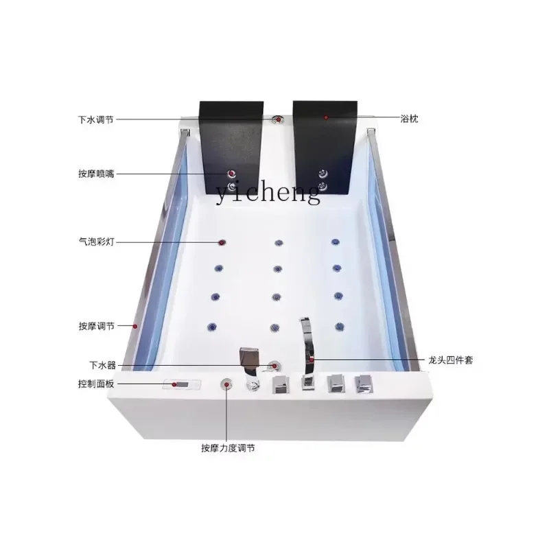 YS-1  Jacui Thermostat Heated Adult Smart Surfing Glass Transparent Bathtub