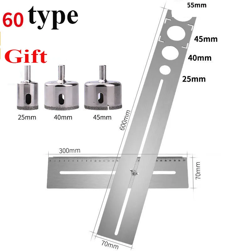 360 Degree Adjustable Universal Tile Marble Glass Ceramic Floor Drilling Hole Tools Hole Opener Locator Position Ruler Puncher