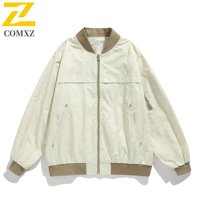 

COMXZ 2025 Мужская куртка из ткани Оксфорд, осенняя модная уличная походная повседневная легкая куртка для кемпинга, ветрозащитная дышащая верхняя одежда