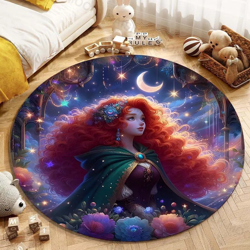 5 Sizes Disney Brave Merida Princess Printing Round Carpet Living Room Bedroom Table and Chair Sofa Decorative Carpet and Rug