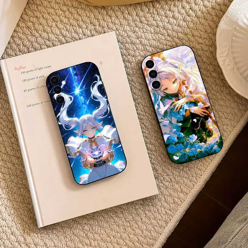 Anime F-Frieren Couple Hard Plating Phone Case For Samsung A73 20,21s,22,31,32,52,53,72 Soft Black Shell