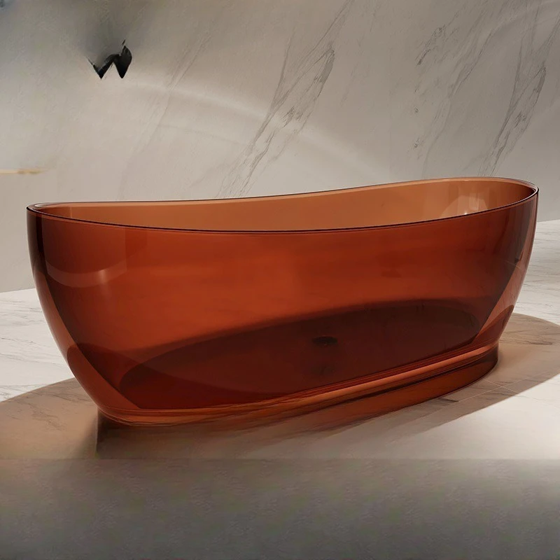 

Transparent resin bathtub, household thick-edged oval ingot-shaped bathtub