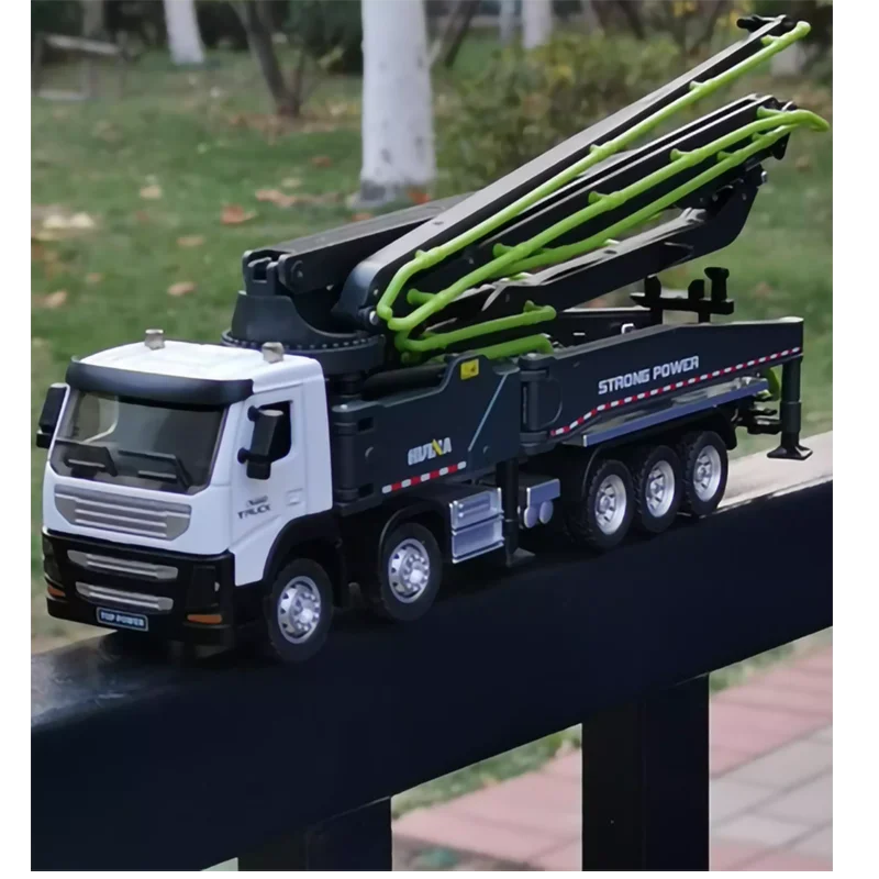 Diecast 1: 50 Scale Alloy Concrete Cement Pump Truck Model Engineering Vehicle Finished Simulation Toy Souvenir Collection