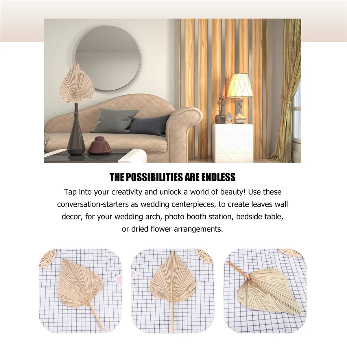 L68ADried Folhas de Palmeira Decoração de Quarto 5 Peças - 18 Polegadas H x 10 Polegadas W Grande Decoração de Folha de Palmeira Natural para Um Belo Look Boho